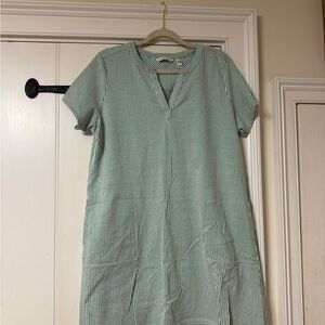 Green Striped Short Sleeve Dress
